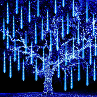 TW SHINE Christmas Meteor Shower Lights, Blue LED Snowfall Tube Set as Holiday Gift for Home Decorators and Hosts