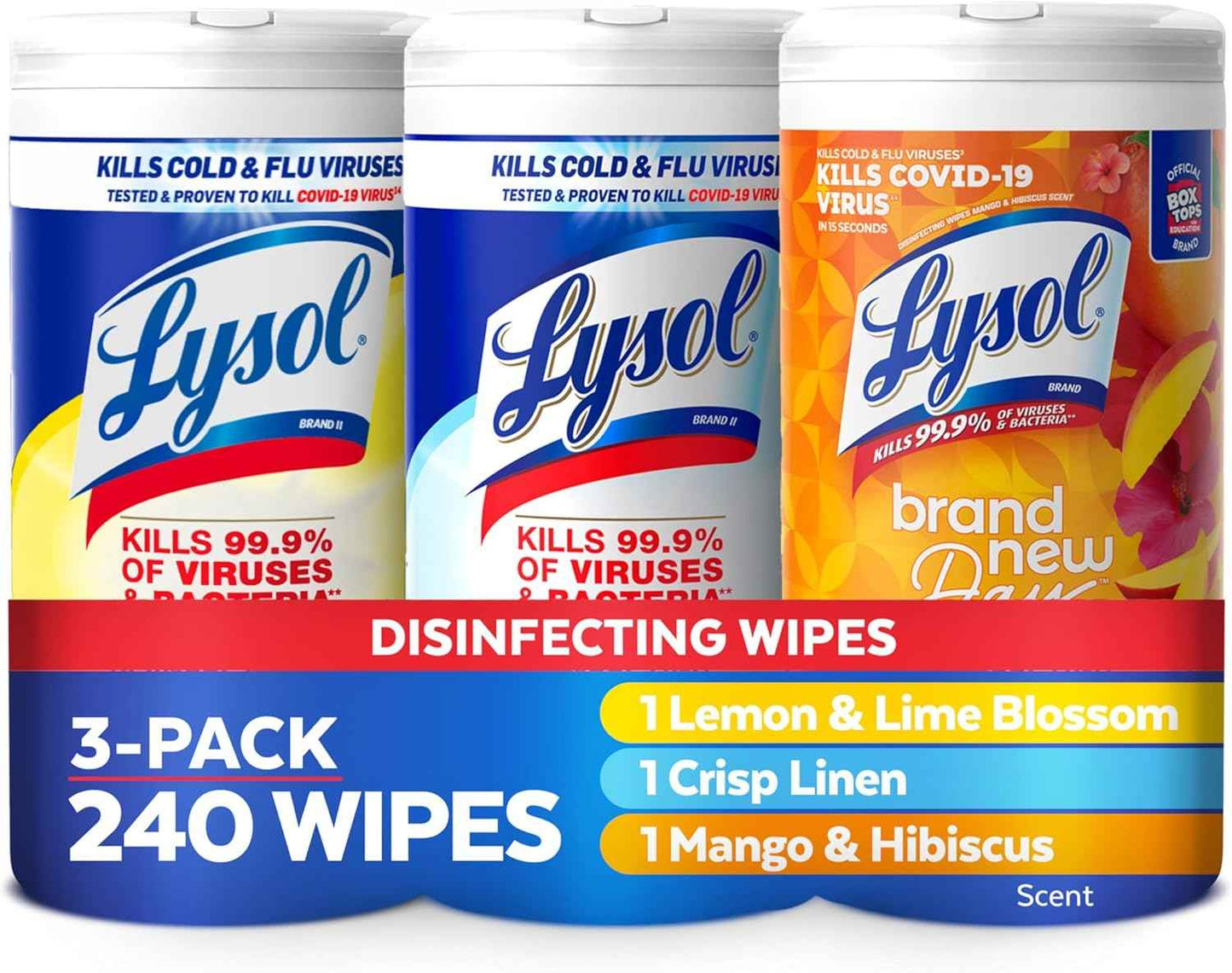 Lysol Disinfecting Wipes Bundle, Child-Safe Nursery and Playroom Surface Cleaner, 3x80 ct Multi-Surface Wipes for Family Homes