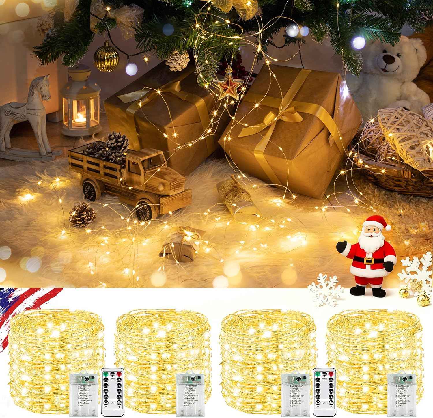 Brightown 240LED Battery Fairy Lights – Clean Warm White String Lights for Uncluttered Scandinavian & Japandi Spaces