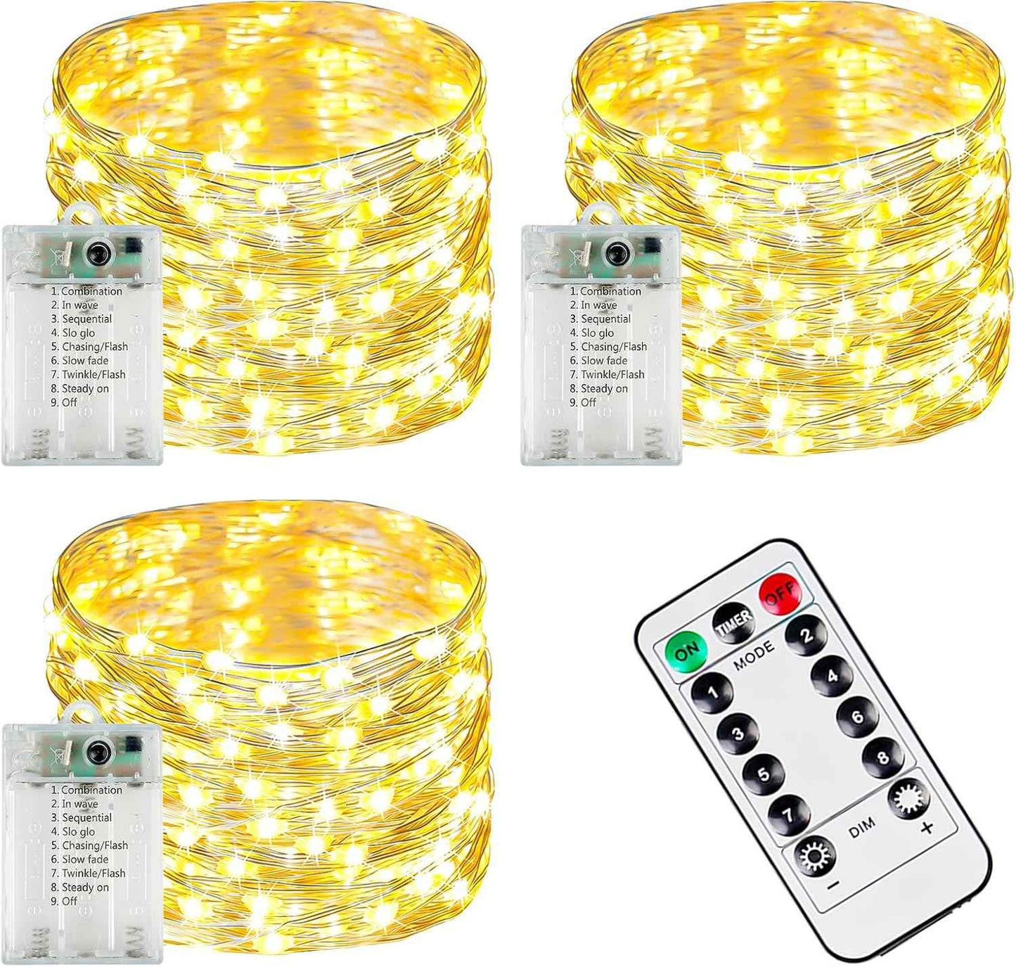 Avaspark Battery Fairy Lights 3-Pack – Cool-to-Touch Nursery and Kids Room Decor with Auto Timer for Worry-Free Nights