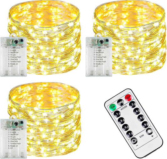 Avaspark Battery Fairy Lights 3-Pack – Cool-to-Touch Nursery and Kids Room Decor with Auto Timer for Worry-Free Nights