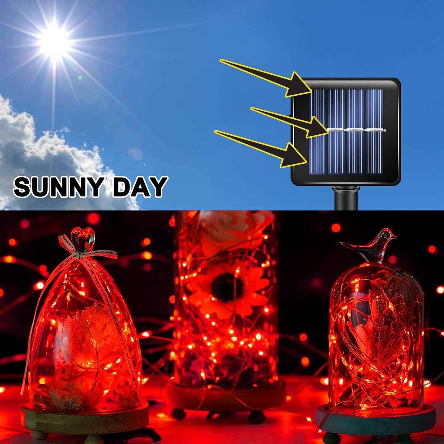 TW SHINE Solar String Lights – 80 FT 240 LED Cool-Running Copper Wire Lights Safe Around Kids, Pets, and Curtains