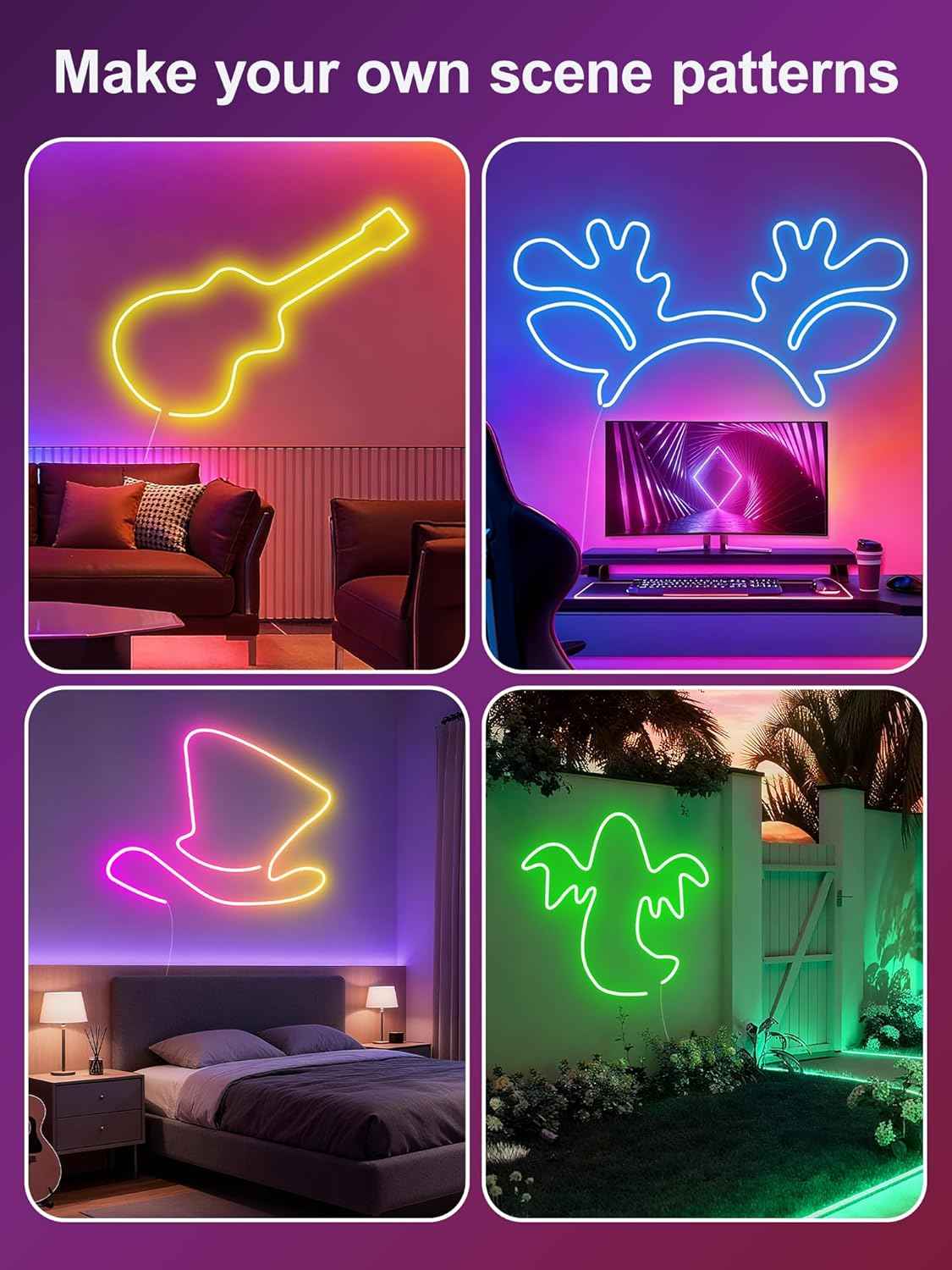 Neon Rope Lights 50ft 24V Low Voltage LED Strip – Child & Pet Safe Bedroom Lighting, Cool-to-Touch Silicone, App & Remote