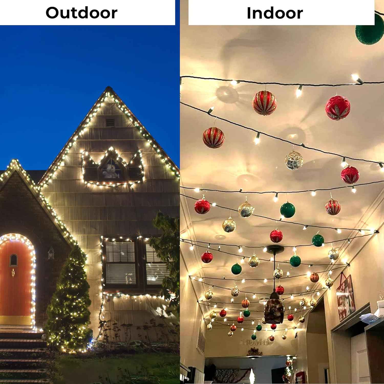 Holiday Essence Flameless LED String Lights for Worry-Free Home, Cool-to-Touch 100 Bulbs Indoor and Outdoor Safe
