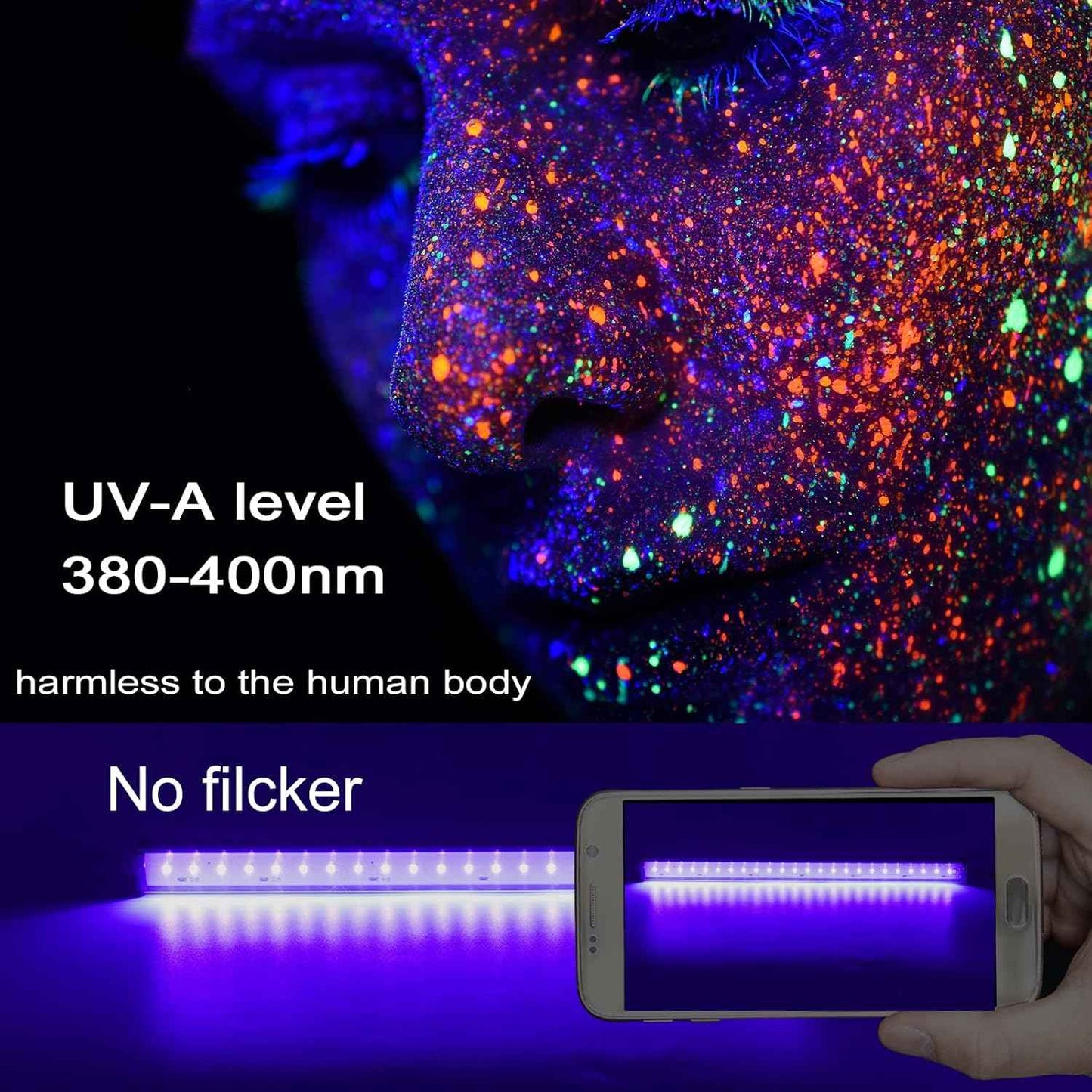 GREENIC USB Black Light Bar 2-Pack – 1ft UV LED Strip for Bedroom Decor and Living Room Aesthetic Glow Accents