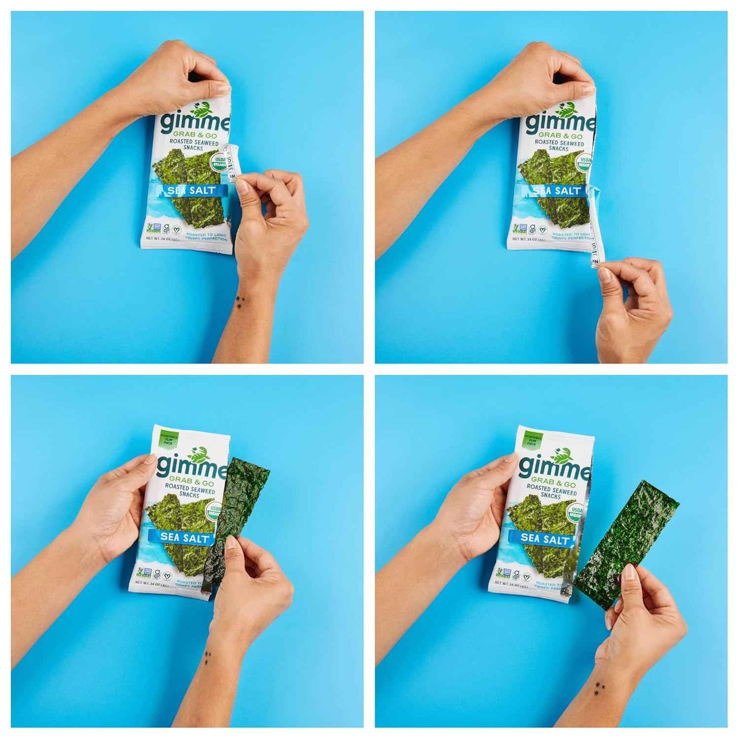 Gimme Seaweed Snacks Organic Roasted Seaweed Kids Lunchbox Pack Non-GMO Healthy School Snack 5 Count