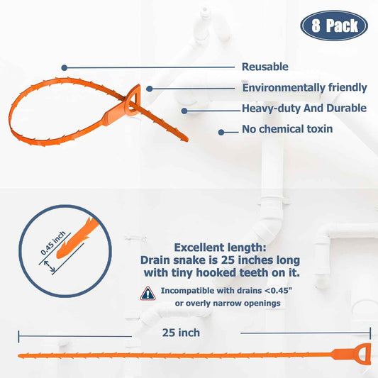 Drain Snake – 25 Inch Simple Drain Tool for Clutter Free Home Essentials