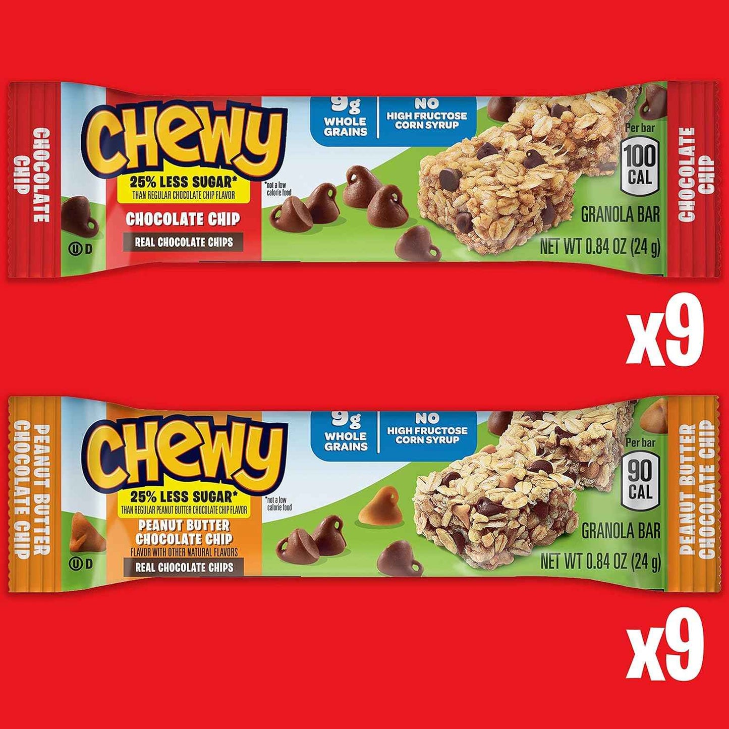 Quaker Chewy Granola Bars 25% Less Sugar – Portable Snack for Road Trips, Hiking, and Camping, 18 Pack