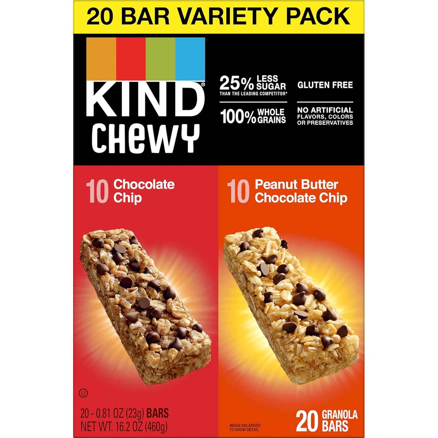 KIND Chewy Granola Bars, 100 Calorie Snack Pack for Mindful Eating, 20 Count Gluten Free Bars