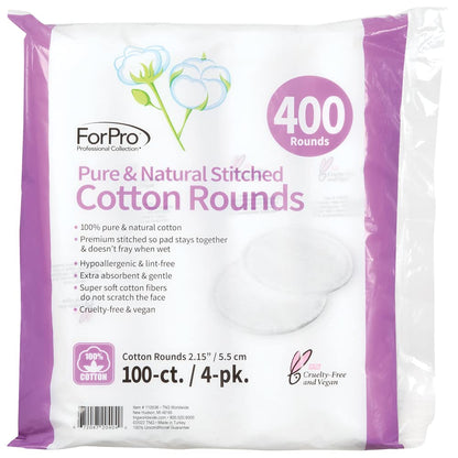 ForPro_Pure_&_Natural_Stitched_Cotton_Rounds_for_Face_400_Count_Makeup_Pack_Pads_Cosmetic