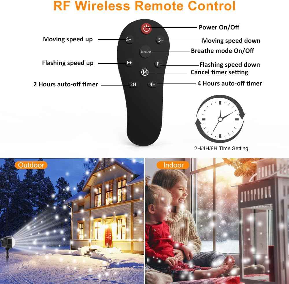LuminScape Snow Falling Light – IP65 Waterproof Projector for Backyard, Driveway, and House Facade