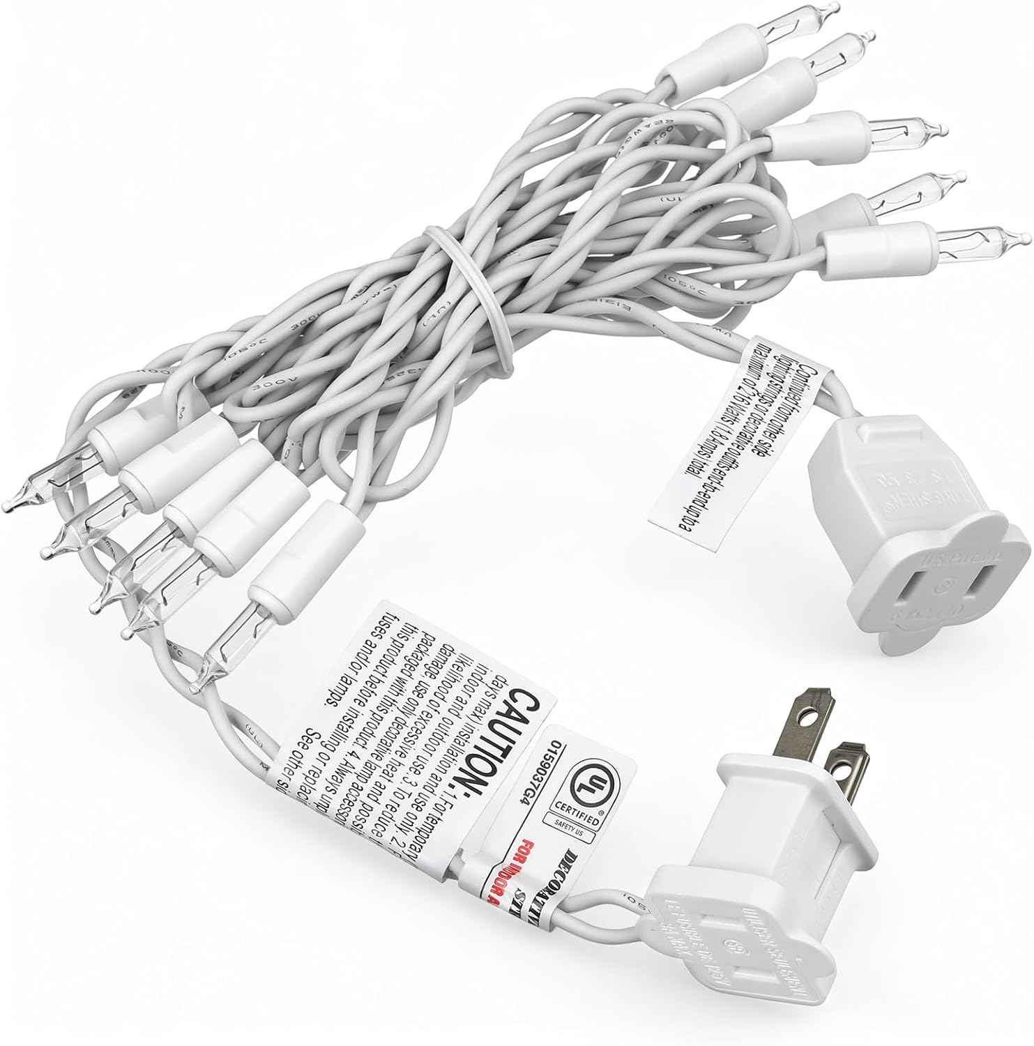 Mini Christmas Lights String Warm White Vintage Short Strand Lights, Uncluttered Neutral Accent for Intentional Holiday Styling, 10 Bulbs 5ft White Wire