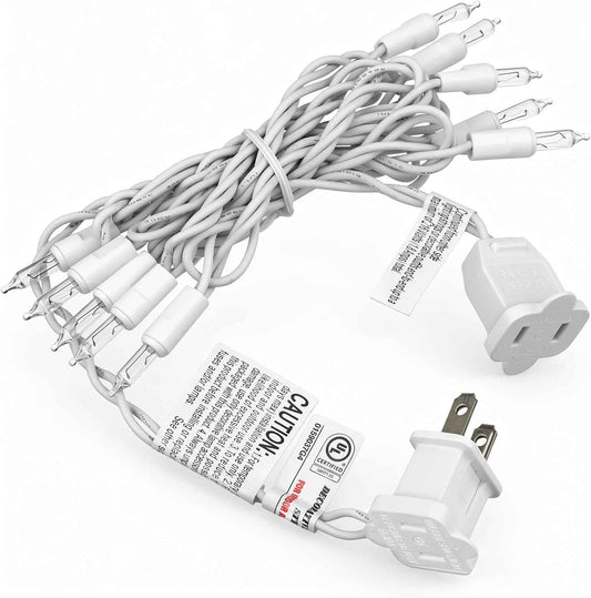 Mini Christmas Lights String Warm White Vintage Short Strand Lights, Uncluttered Neutral Accent for Intentional Holiday Styling, 10 Bulbs 5ft White Wire