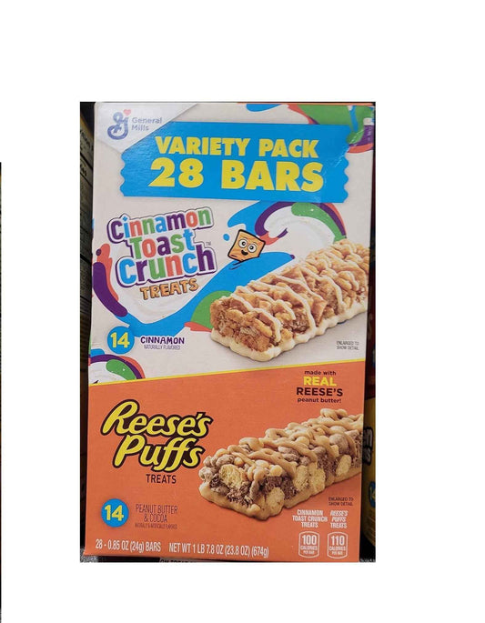 Reese's Puffs Cinnamon Toast Crunch Snack Bars – Midday Pick-Me-Up for Work and Study, 28 ct