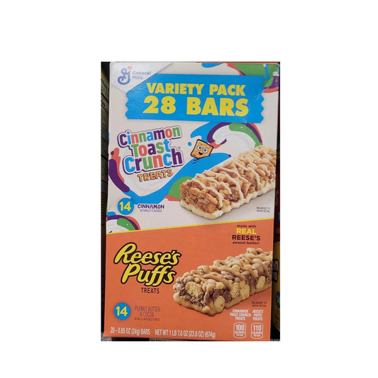 Reese's Puffs Cinnamon Toast Crunch Treat Bars – Backpack Snack for School and Practice, 28 ct
