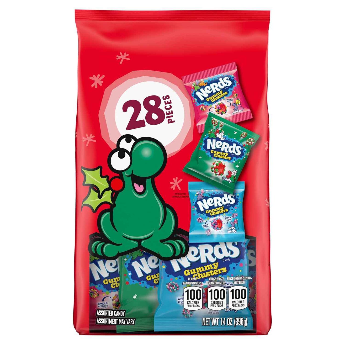 NERDS Gummy Clusters Holiday Assorted Pack – Kid-Friendly Christmas Candy with Crunchy Shell and Gummy Center for Holiday Stockings