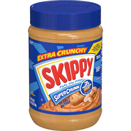 SKIPPY Super Chunk Peanut Butter, 28 oz – Portable Chunky PB for Camping Trips and Picnic Baskets