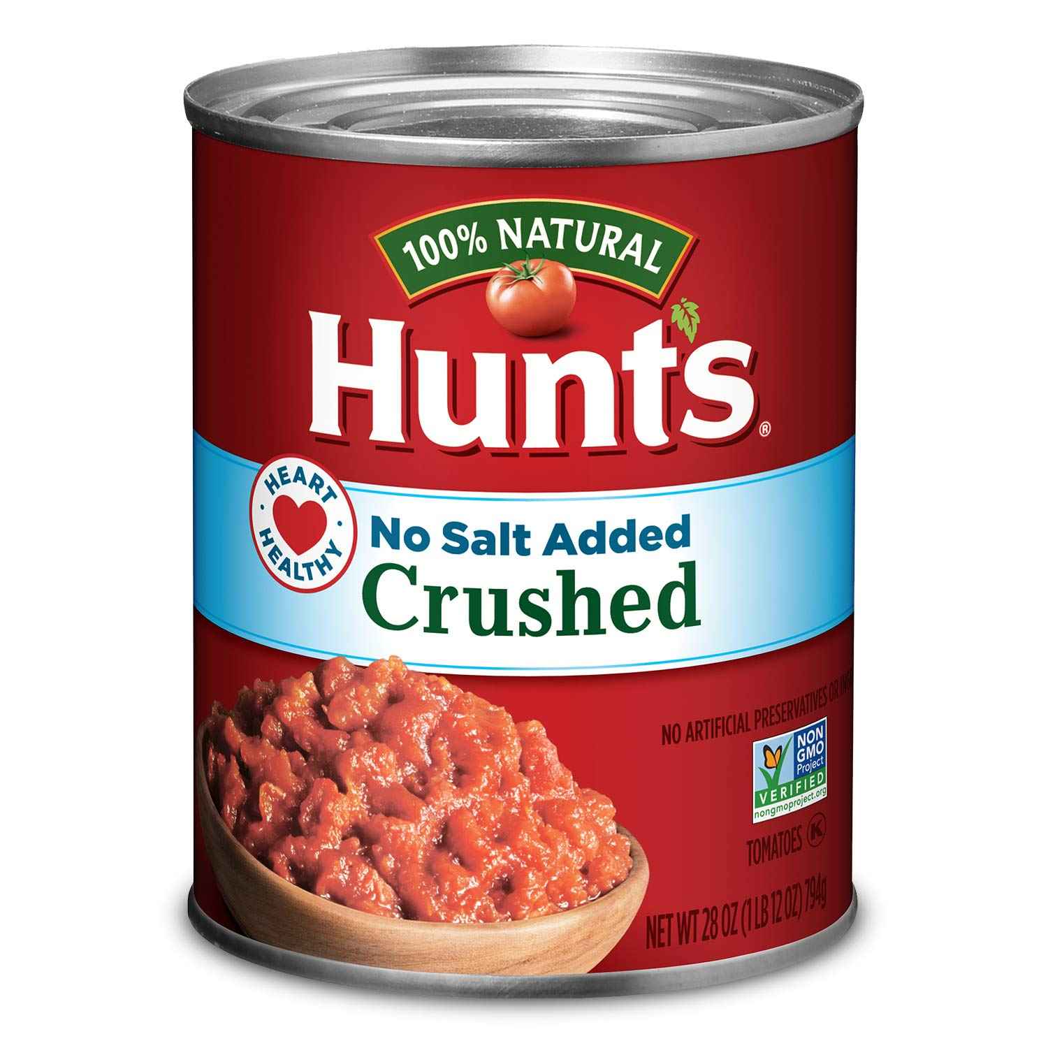 Hunt's Crushed Tomatoes No Salt Added – Ready-to-Use Sauce Base for Quick Weeknight Dinner Prep, 28 oz