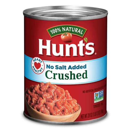 Hunt's Crushed Tomatoes No Salt Added – Ready-to-Use Sauce Base for Quick Weeknight Dinner Prep, 28 oz
