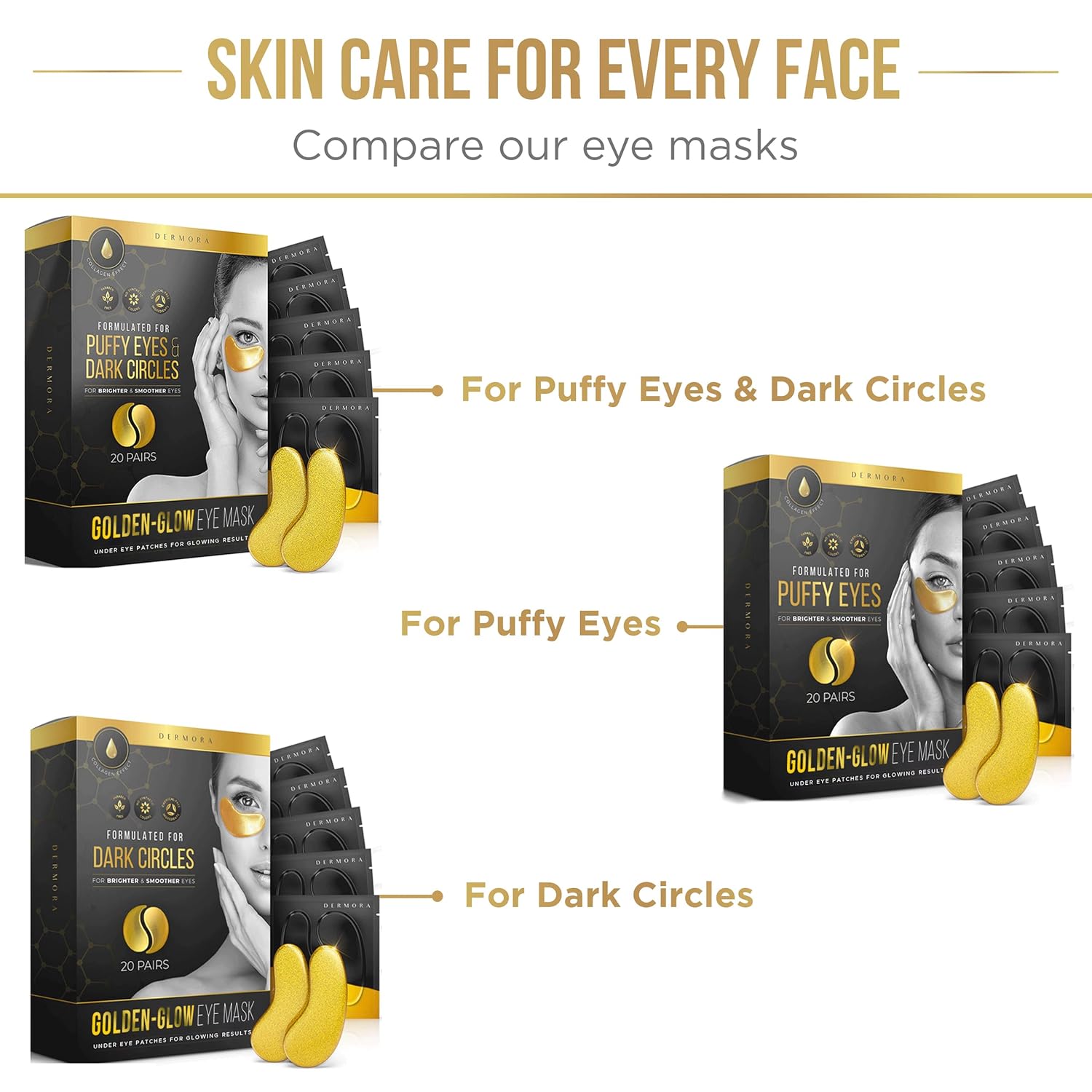 DERMORA_Golden_Glow_Under_Eye_Patches_-_Rejuvenating_Treatment_for_Dark_Circles,_Puffy_Eyes,_Travel_&_Wrinkles_-_Comfortable_Skin_Care