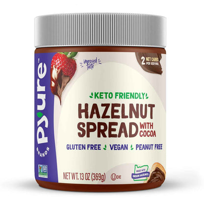 Pyure Vegan Hazelnut Spread | 2g Net Carb Self-Care Treat for Diabetic & Paleo Pantries