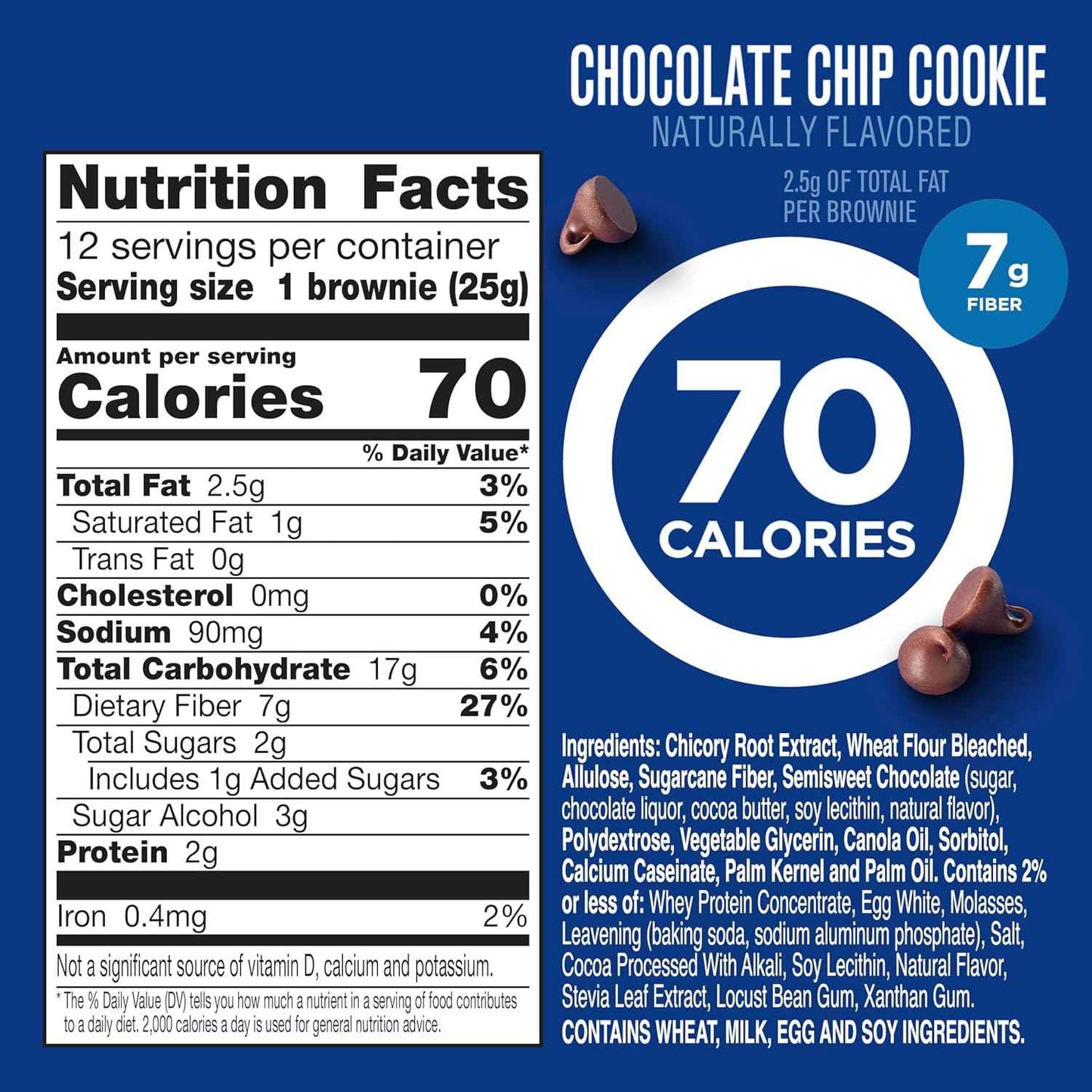 Fiber One 70 Calorie Brownies – Mindful Snacking for Your Wellness Routine, Chocolate Chip Cookie Flavor