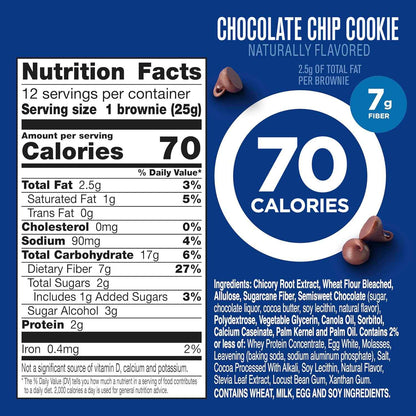 Fiber One 70 Calorie Brownies – Mindful Snacking for Your Wellness Routine, Chocolate Chip Cookie Flavor