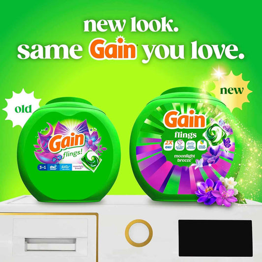Gain Flings Moonlight Breeze Laundry Pacs – Family-Safe Laundry Pods for Kids' Bedroom & Mudroom, 4-in-1 Odor Defense