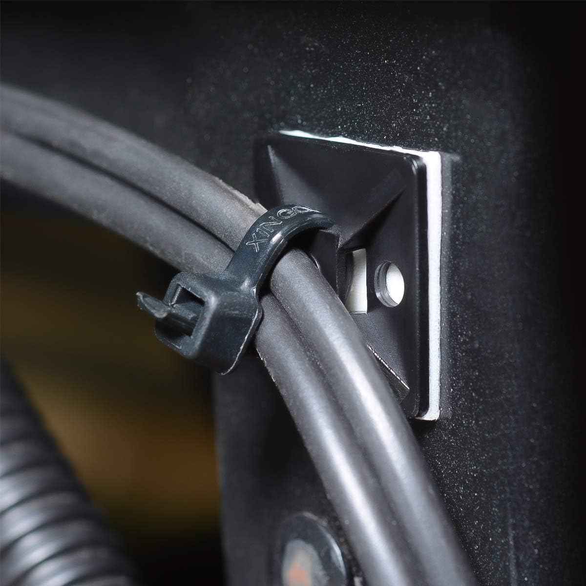 XHF Strong Back-Glue Wire Mounts with 8 Inch Zip Ties – Under Desk Cable Organizer for Workstations and Home Office