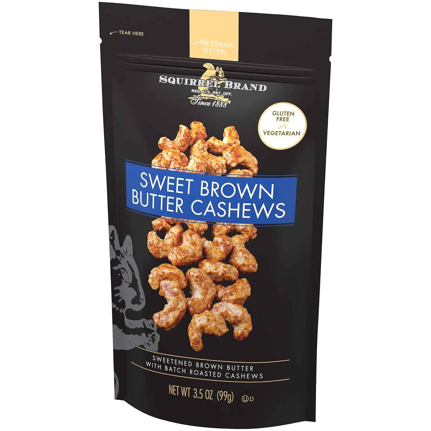 Squirrel Brand Sweet Brown Butter Cashews – Edible Accent for Grazing Tables and Holiday Spreads, 3.5 oz