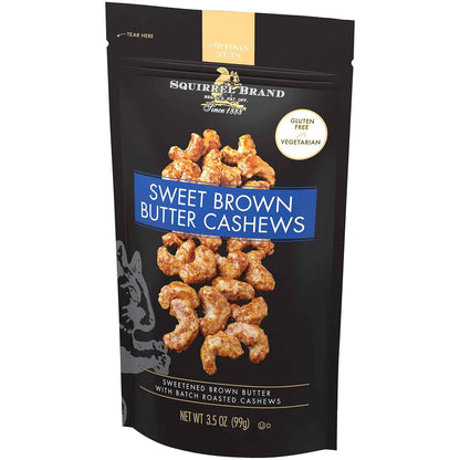 Squirrel Brand Sweet Brown Butter Cashews – Edible Accent for Grazing Tables and Holiday Spreads, 3.5 oz