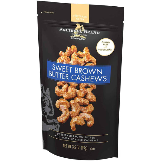 Squirrel Brand Sweet Brown Butter Cashews – Edible Accent for Grazing Tables and Holiday Spreads, 3.5 oz