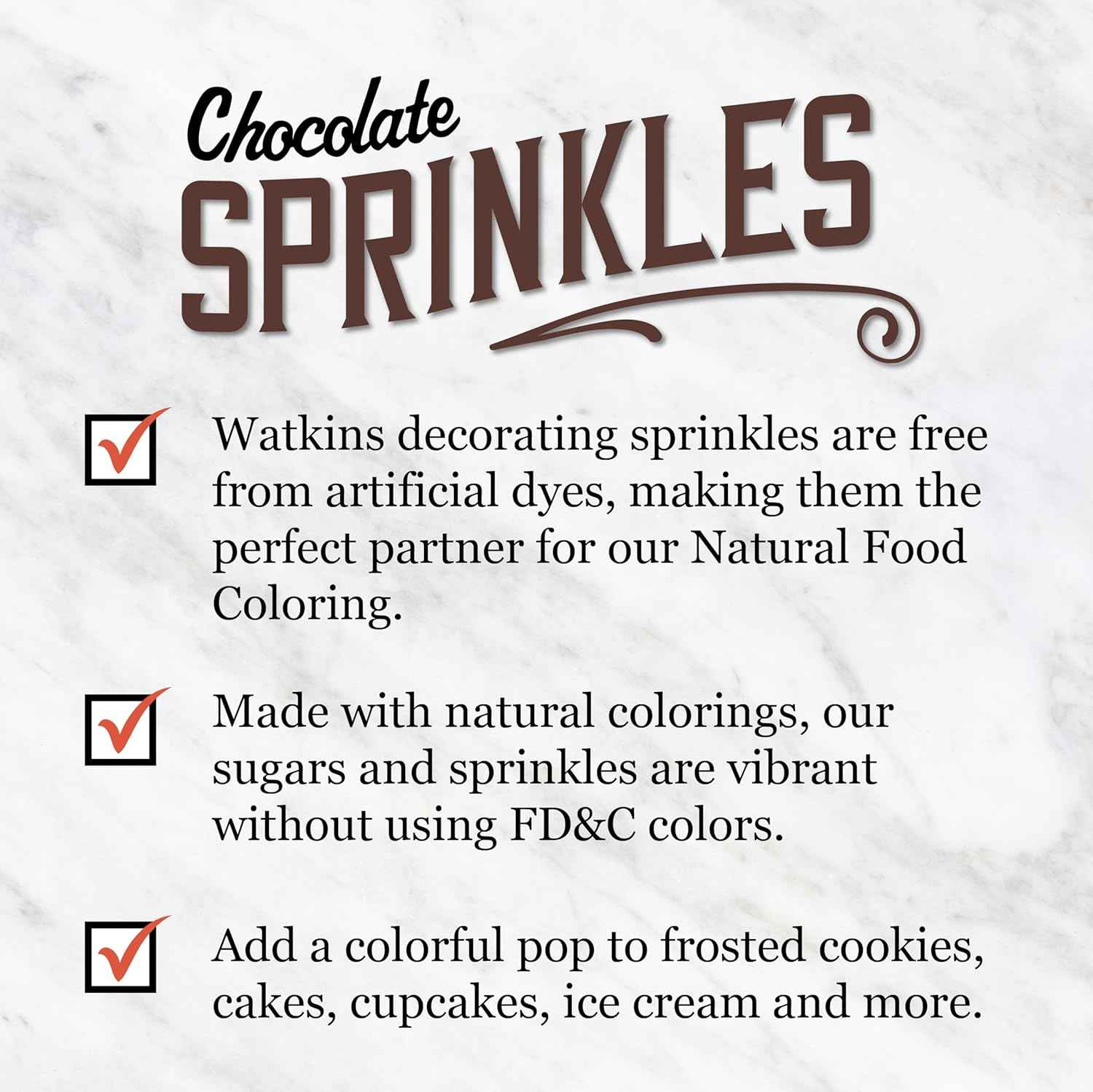 Watkins Chocolate Decorating Sprinkles – Simple Clean Ingredient Topping for Home Bakers