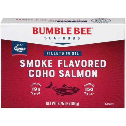 Bumble Bee Smoke Flavored Red Coho Salmon Fillets in Oil, 3.75 oz (Pack of 1) – Lightweight Non-Perishable Wild Salmon for Hiking Lunches and Lakeside Snacks