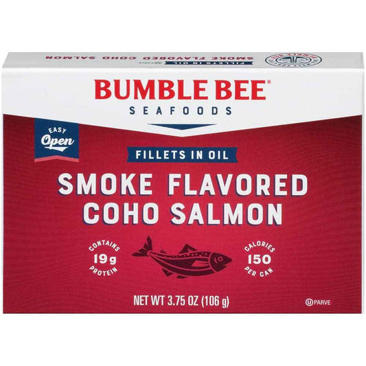 Bumble Bee Smoke Flavored Red Coho Salmon Fillets in Oil, 3.75 oz (Pack of 1) – Lightweight Non-Perishable Wild Salmon for Hiking Lunches and Lakeside Snacks