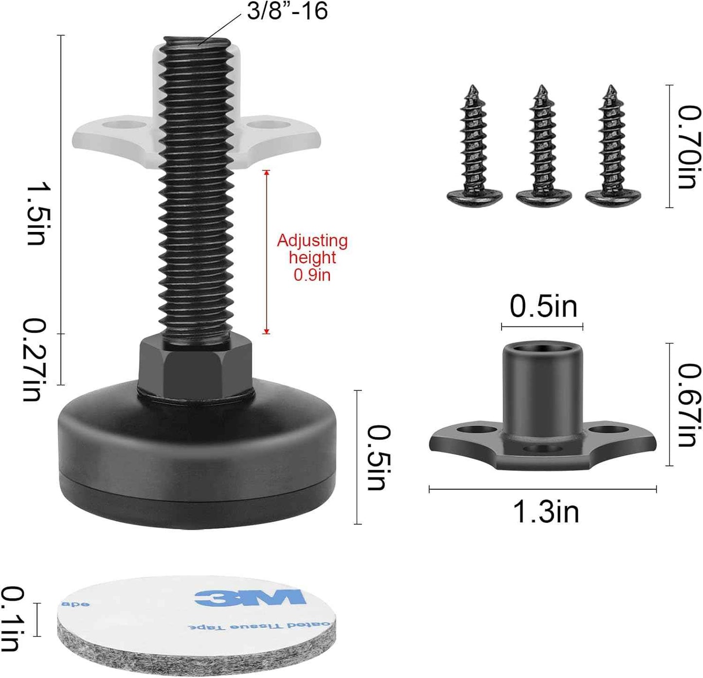 Anwenk Adjustable Leveling Feet Furniture Levelers 4 Pack, Practical Housewarming Gift for New Homeowners and DIYers