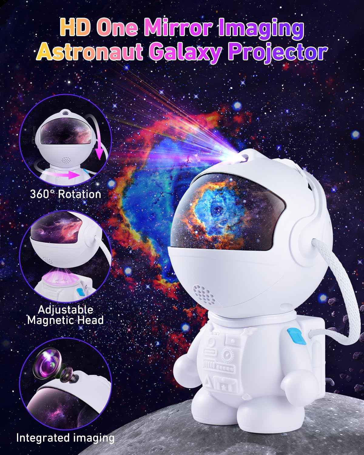 AstroLume Astronaut Galaxy Projector for Sleep Aid and Bedtime Routine – Calming Star Light with Timer for Adults and Insomnia Relief