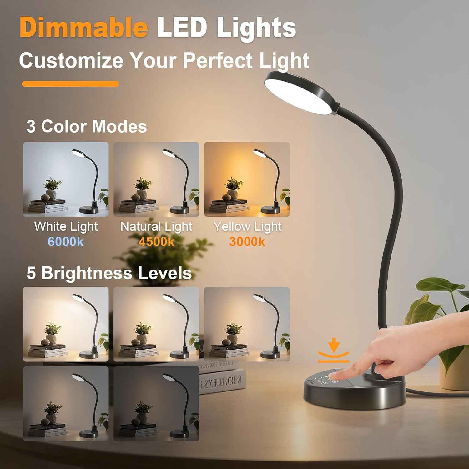 LUMINOAK CozyBeam Desk Lamp – Housewarming Gift Idea with Eye-Caring Light, Timer, and Sleek Matte Finish