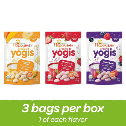 Happy Baby Organics Yogis – USDA Organic Freeze-Dried Yogurt Snack for Clean-Label Families, 1 oz Variety Pack