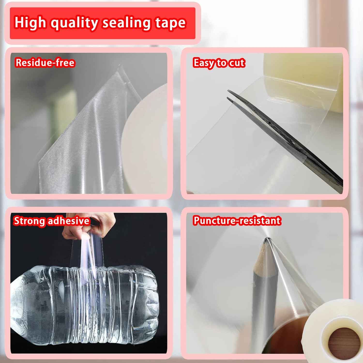 Birllaid Clear Window AC Seal Tape – Better Sleep Insulation for Bedroom AC Units, 3 Inch x 55 Yards