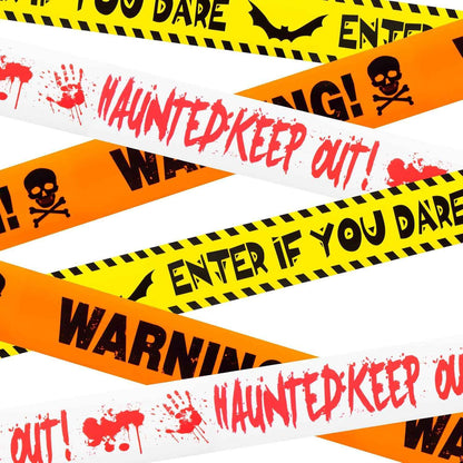 Halloween Caution Tape Roll – Weatherproof Yard and Porch Decoration for Trick-or-Treat Pathways