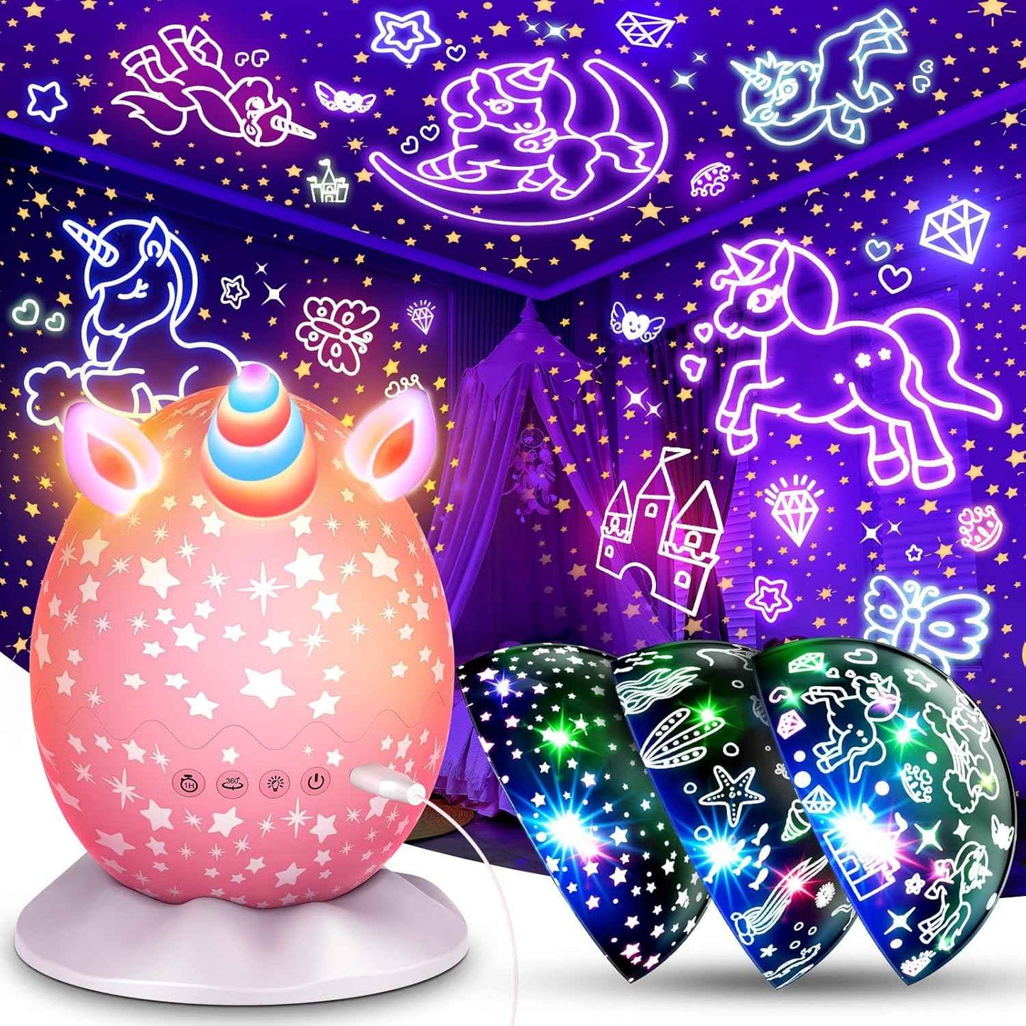 Calming Night Light for Kids Bedtime Routine – 3-in-1 Star Projector Lamp for Sensory Wind Down