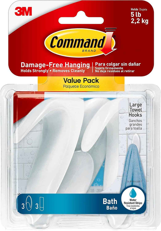 Command Bath Large Towel Hook Value Pack – Thoughtful Housewarming Gift for New Homeowners and Renters