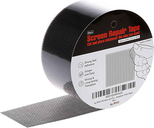 by.RHO Screen Repair Tape for Windows – Outdoor Camping Tent Mesh and Patio Enclosure Patcher, Fiberglass Mesh Roll