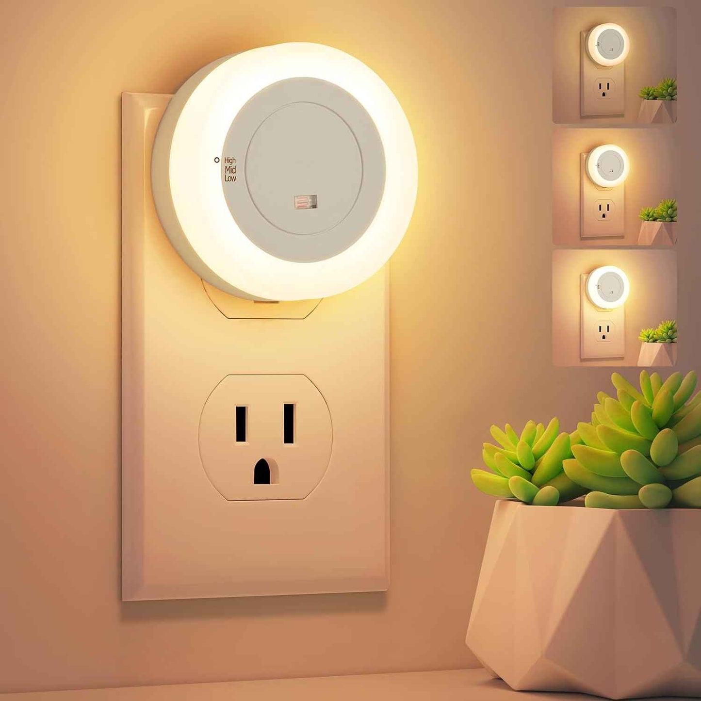 FOLKSMATE LED Night Light – Fall Prevention Plug in Light for Elderly Bathroom and Hallway, Dusk to Dawn Sensor