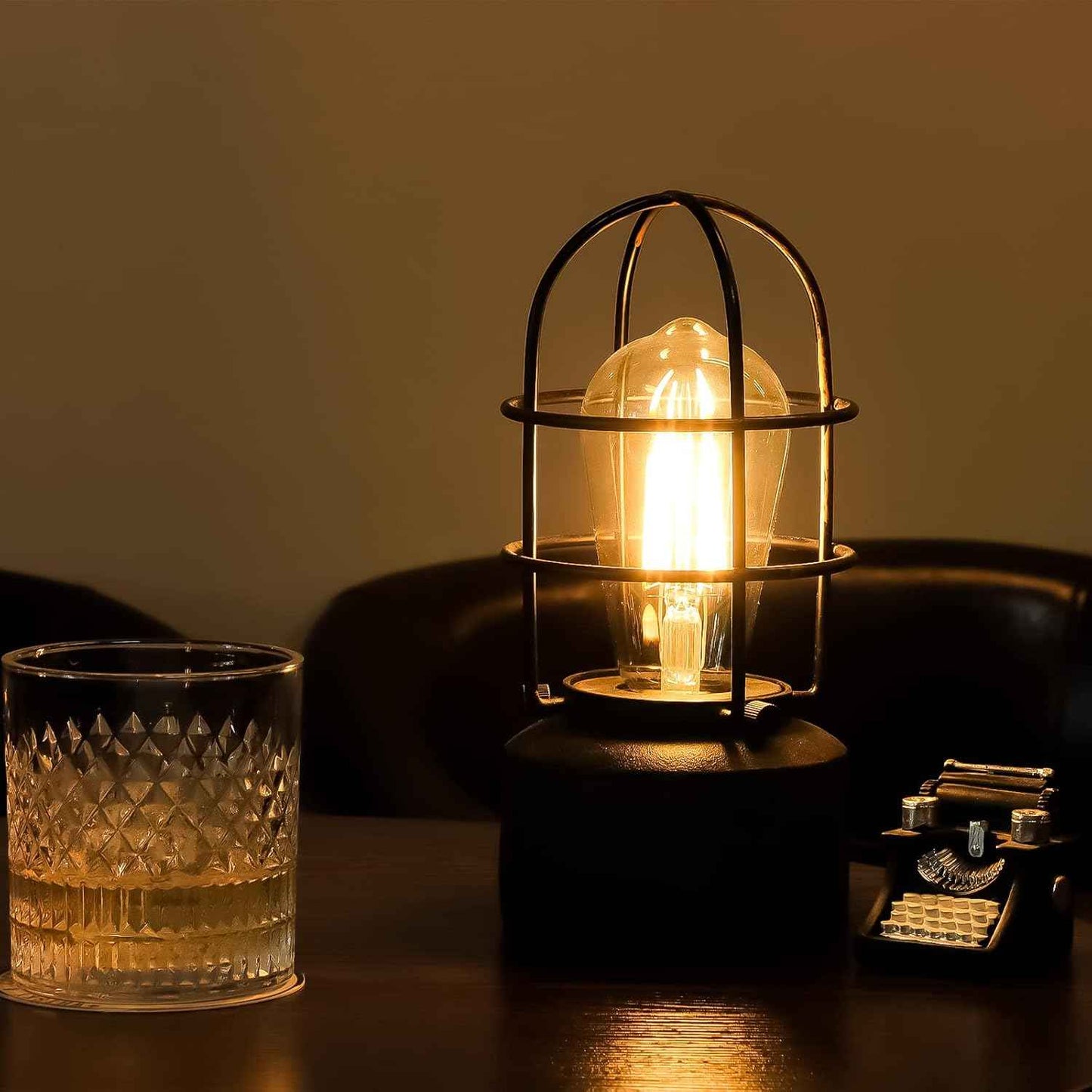 Haian Support Industrial Touch Table Lamp - Steampunk Bedside Accent Light with Wrought Iron Body, 3-Way Dimmable Bedroom Decor