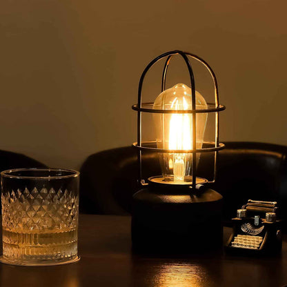 Haian Support Industrial Touch Table Lamp - Steampunk Bedside Accent Light with Wrought Iron Body, 3-Way Dimmable Bedroom Decor