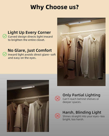 EZVALO Motion Sensor Closet Lights, 2 Pack — Flameless Auto Night Light for Stairway and Hallway Safety