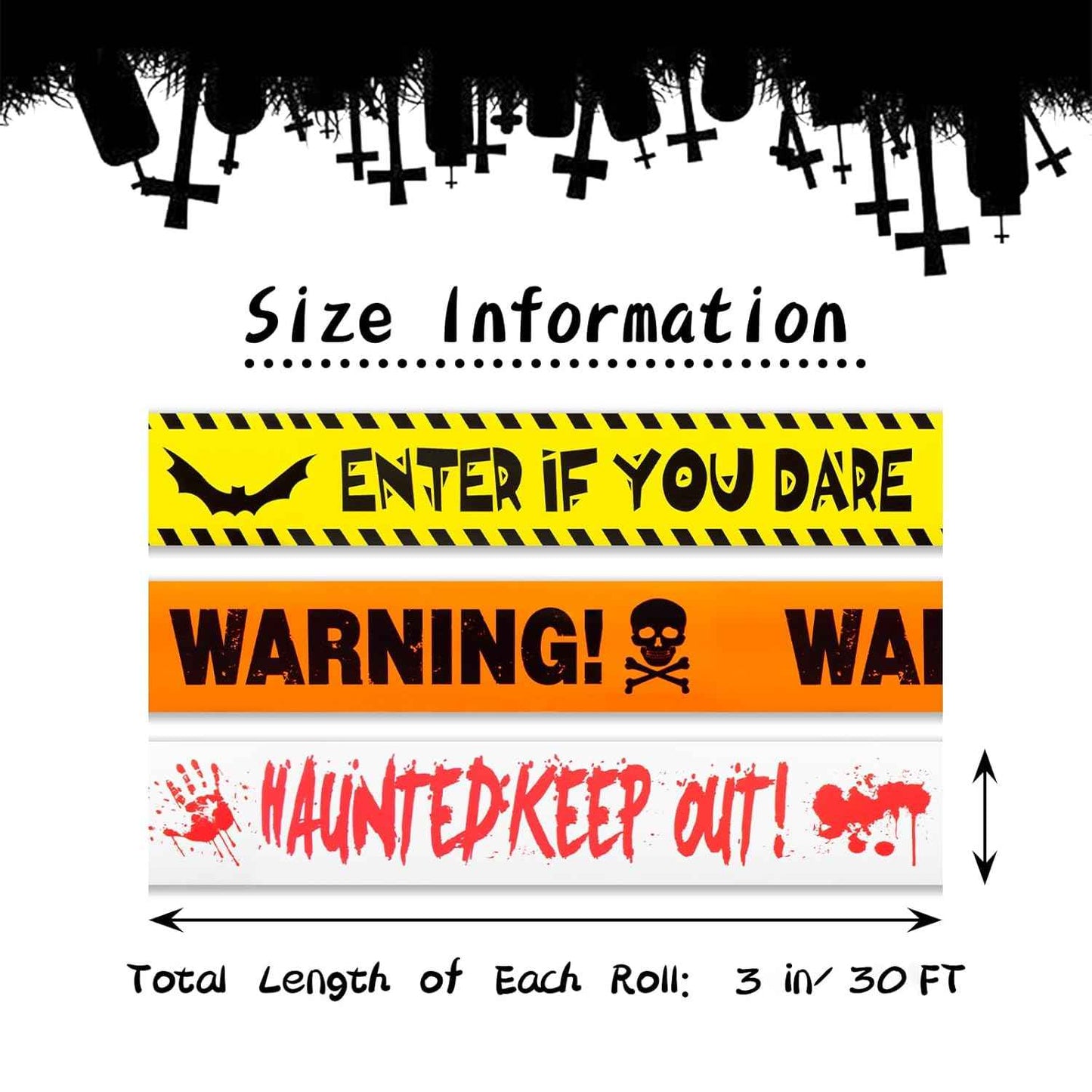 Halloween Caution Tape Roll – Weatherproof Yard and Porch Decoration for Trick-or-Treat Pathways
