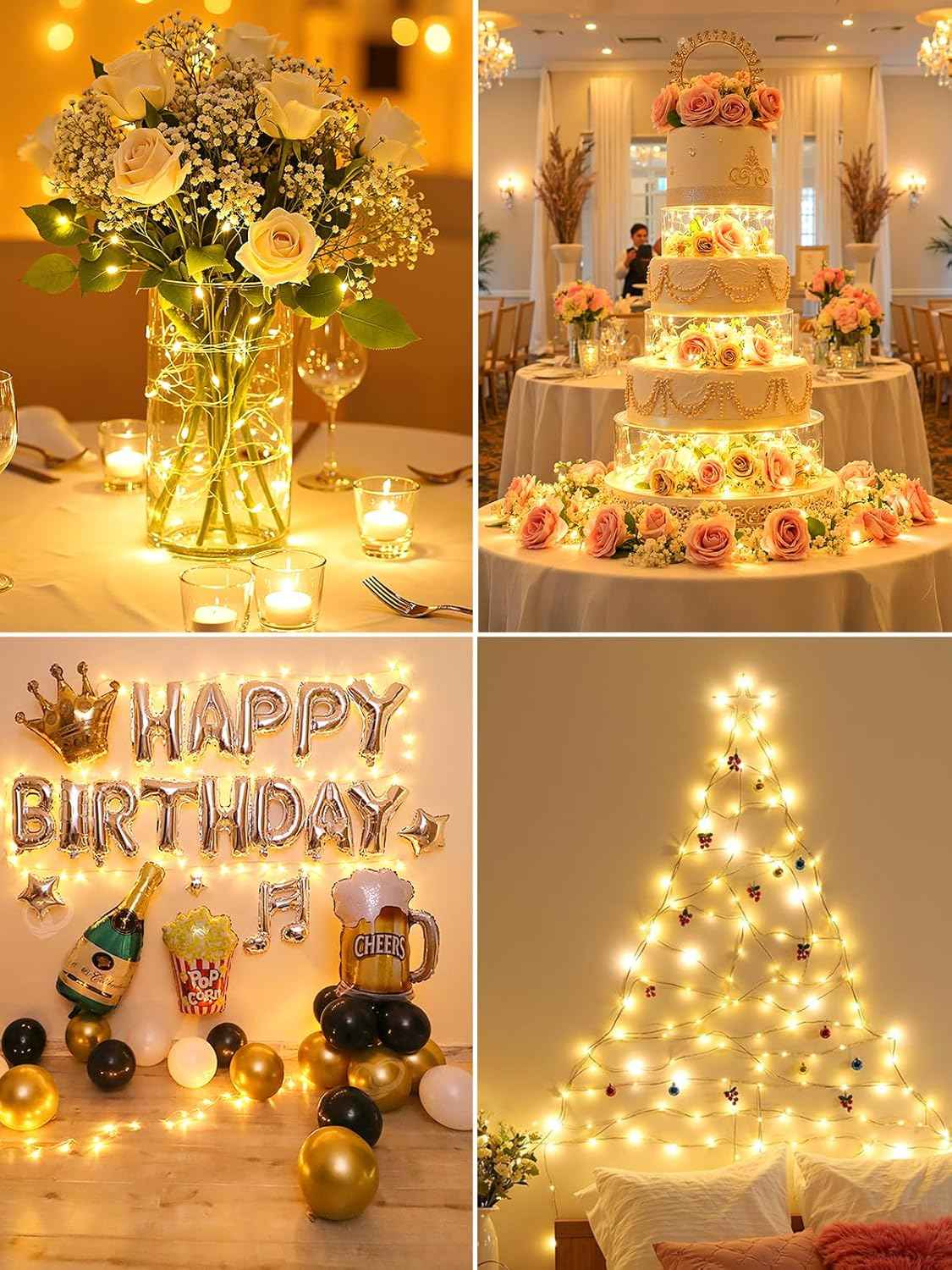 Minetom Fairy Lights Battery Operated – Thoughtful Birthday Gift for Her, 5 Pack 7FT Warm White String Lights for Cozy Home